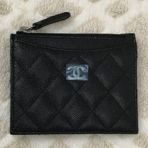 Chanel cardholder w/zip Iridescent caviar RHW